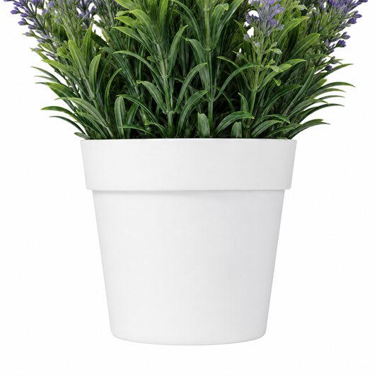 Artificial Lavender Potted Plant in White Plastic Pot
