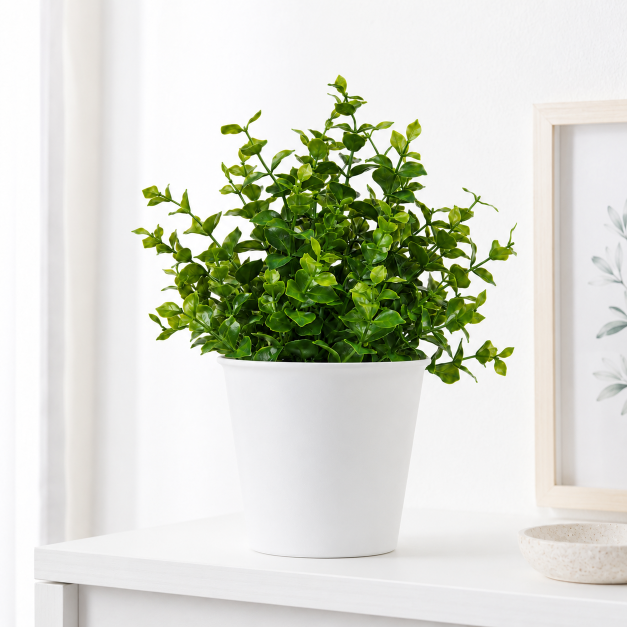 Tradingcove Artificial Greenery Potted Plant in White Plastic Pot
