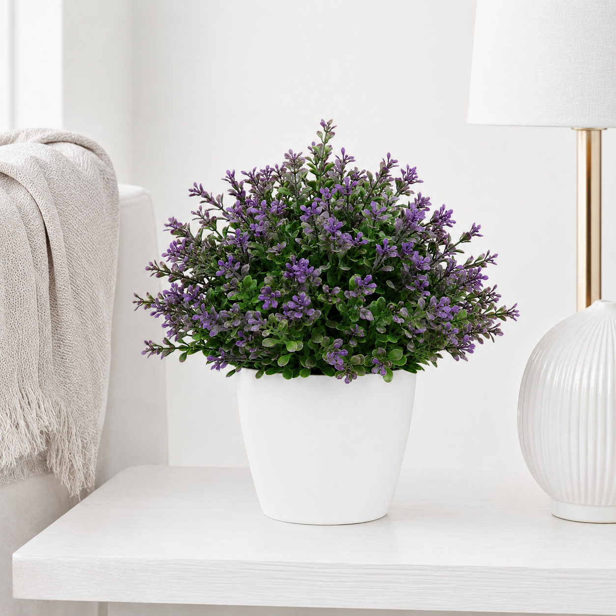 Tradingcove Artificial Lavender Potted Plant with Plastic Pot