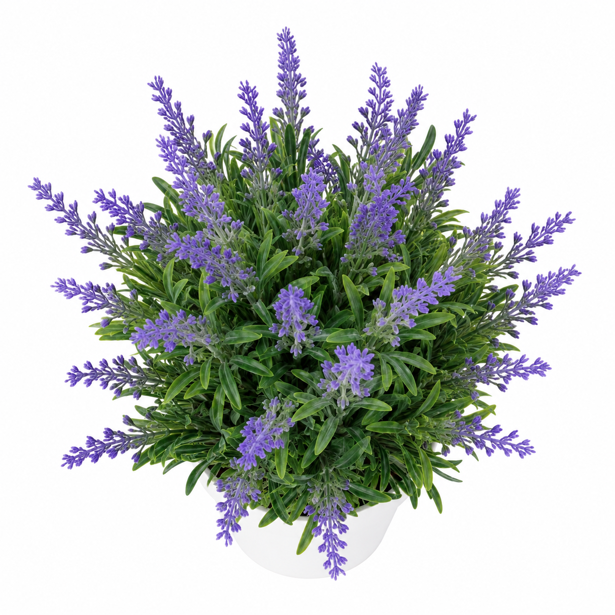 Artificial Lavender Potted Plant in White Plastic Pot