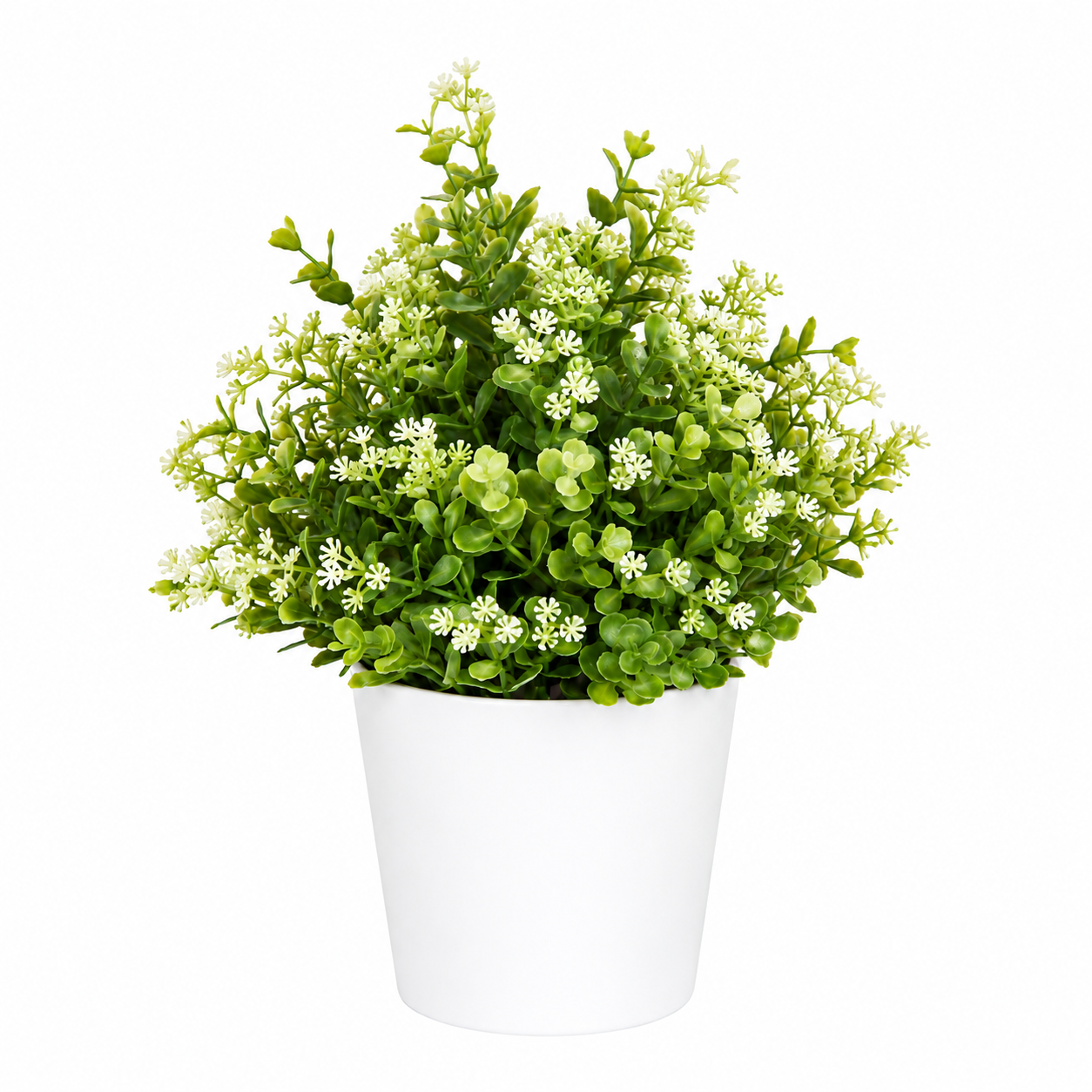 Tradingcove Artificial Greenery Potted Plant with White Floral Accents