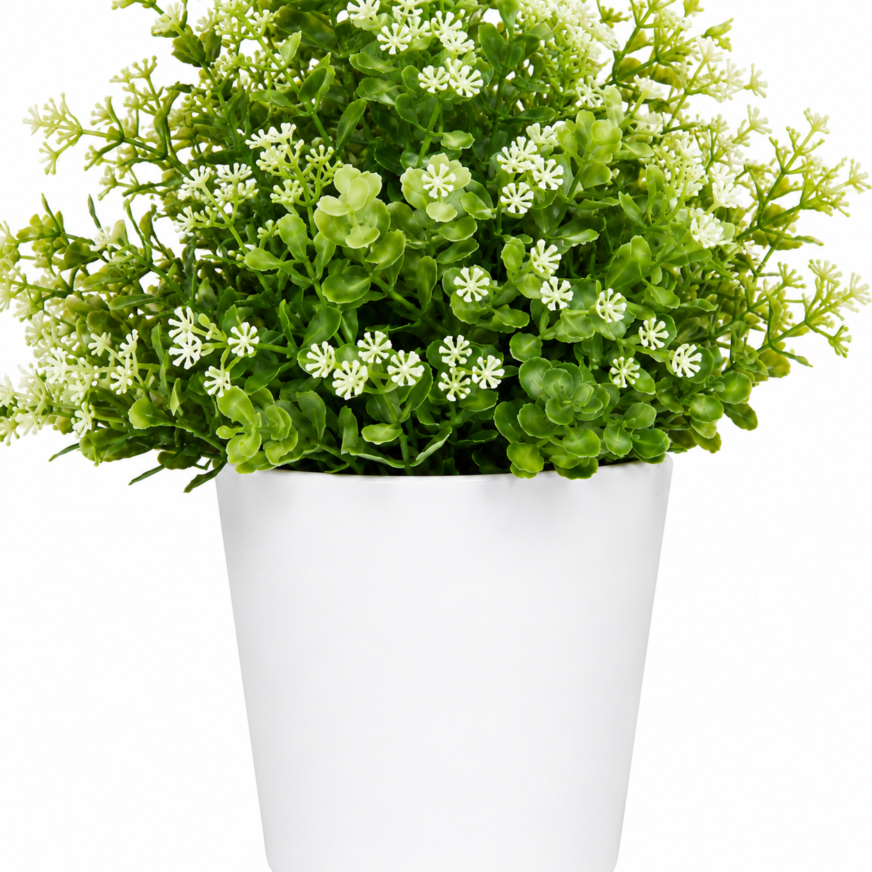 Tradingcove Artificial Greenery Potted Plant with White Floral Accents