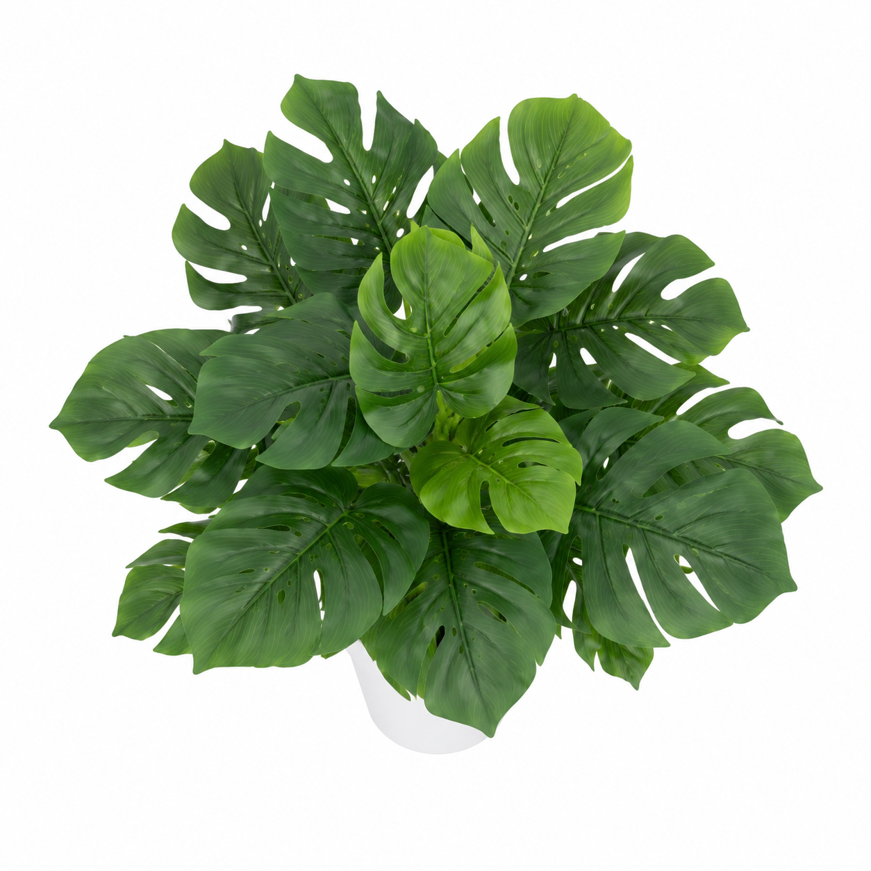 Tradingcove Artificial Monstera Potted Plant in White Plastic Pot