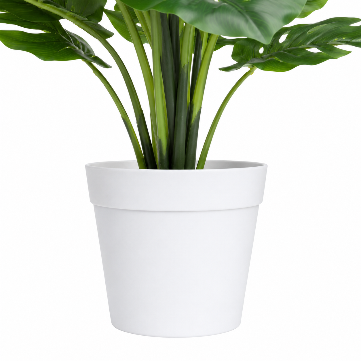 Tradingcove Artificial Monstera Potted Plant in White Plastic Pot